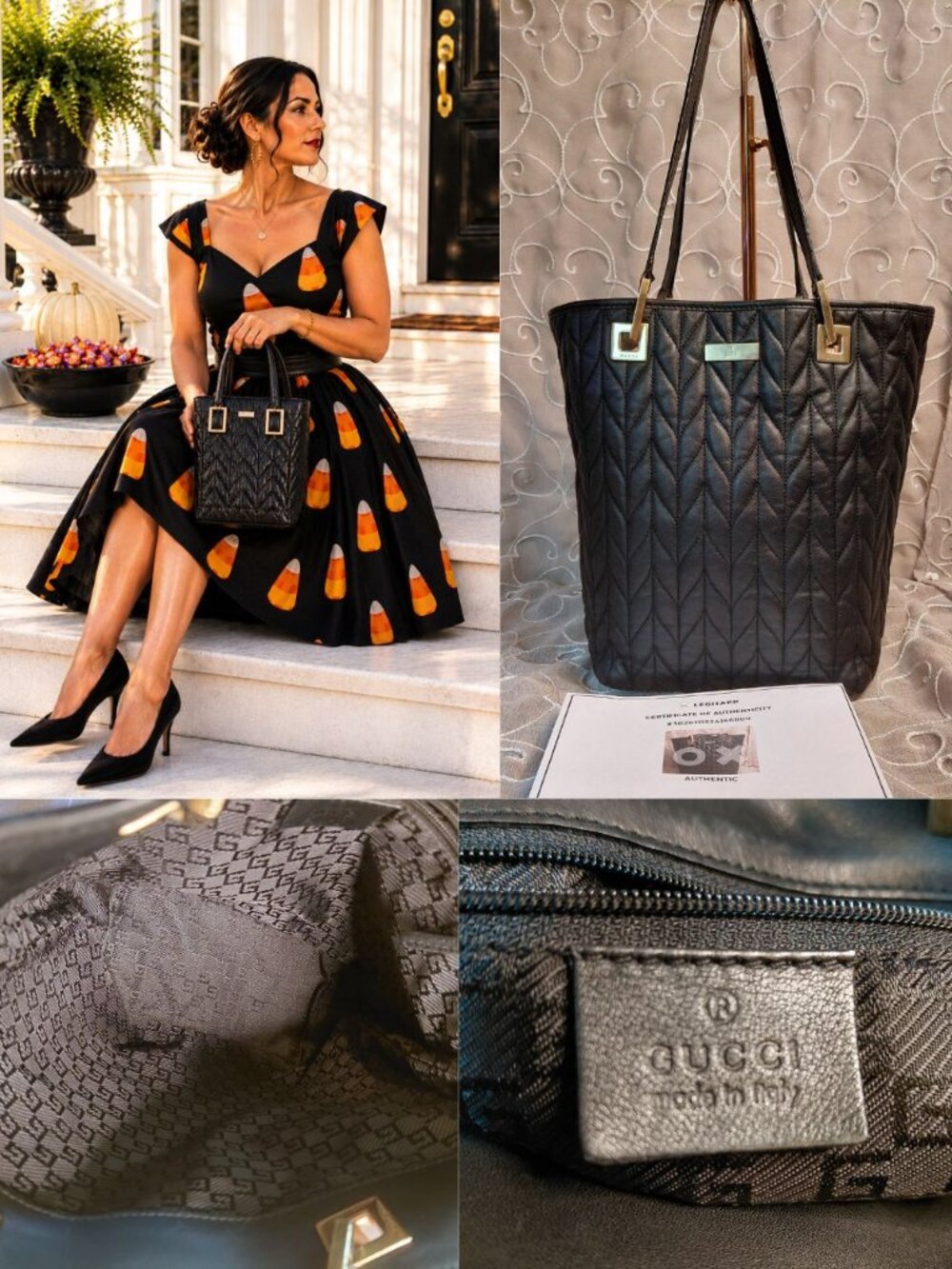 Vintage Gucci black quilted leather matelassé mini tote shoulder bag
